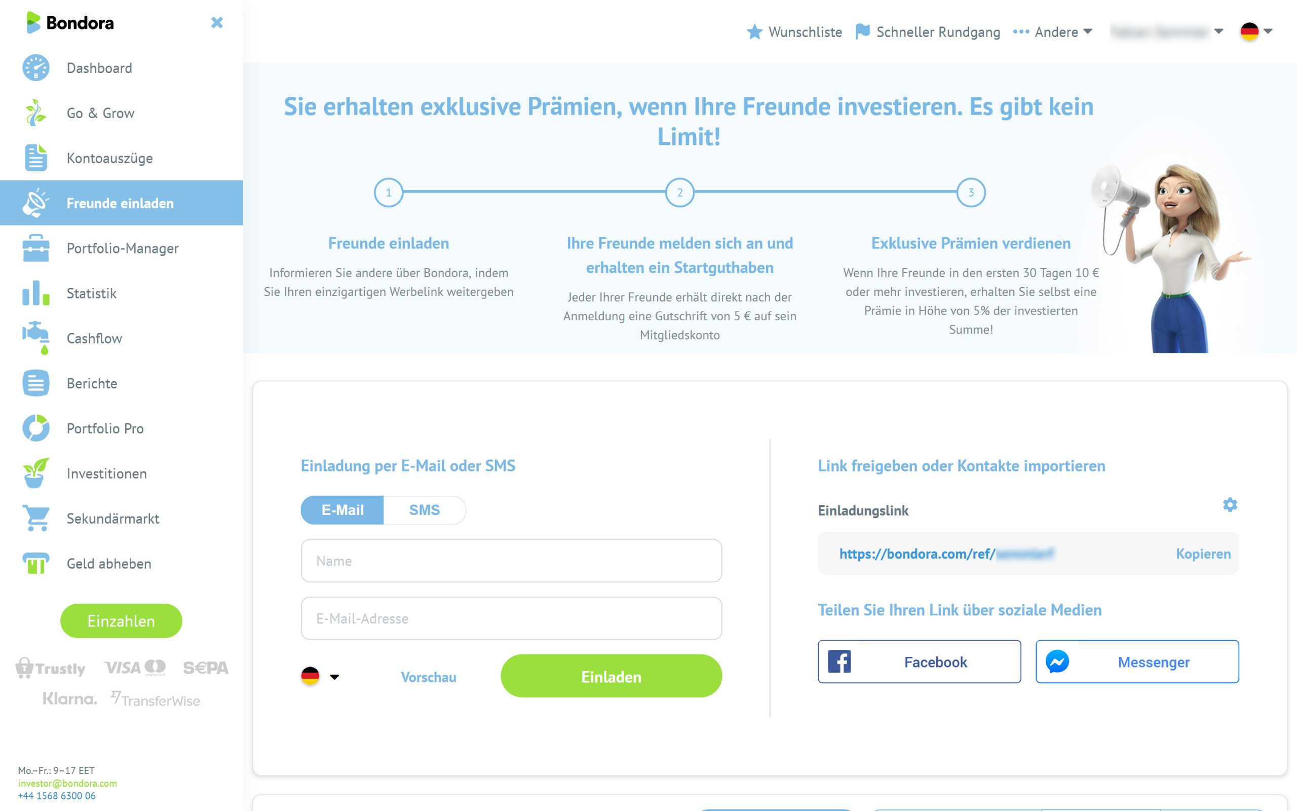 Bondora Freunde einladen und Bonus sichern